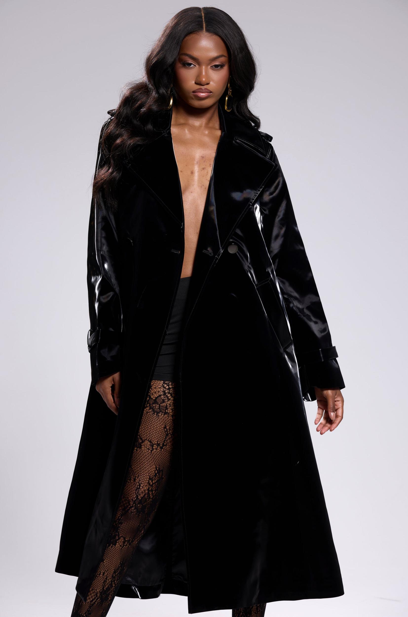 ONYX LIQUID VELVET TRENCH Product Image