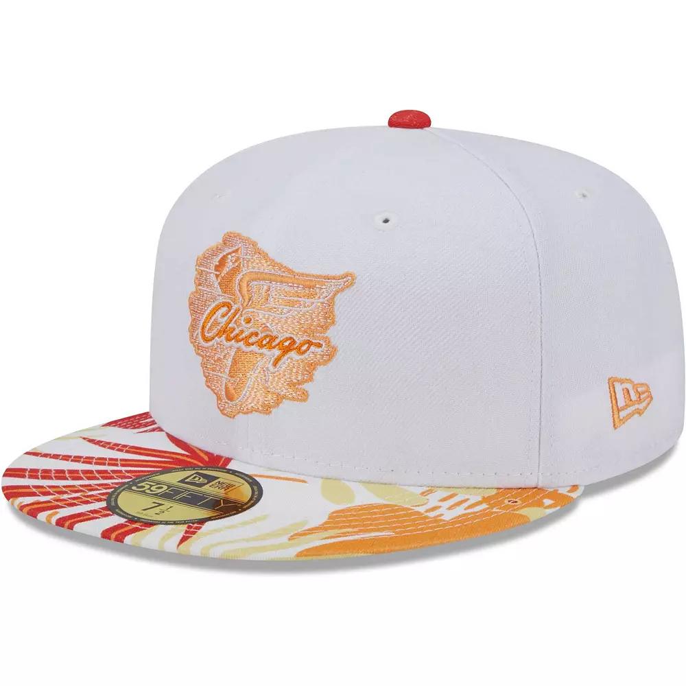 Men's New Era White/Orange Chicago White Sox Flamingo 59FIFTY Fitted Hat, Size: 7 Product Image