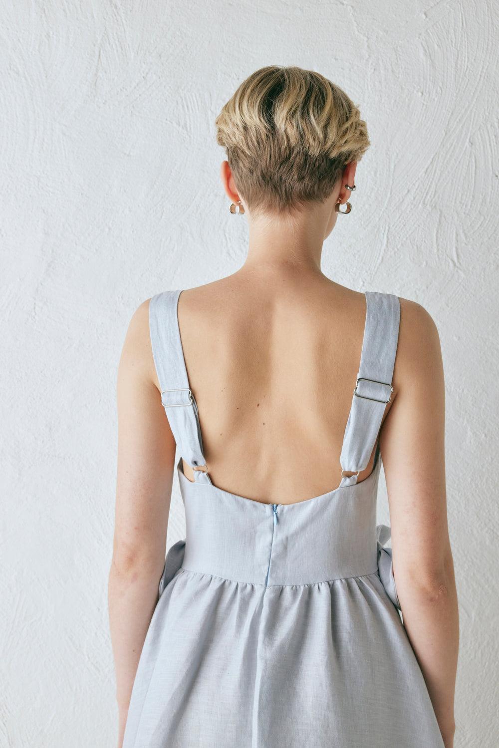 Daphne Linen Midi Dress Powder Product Image