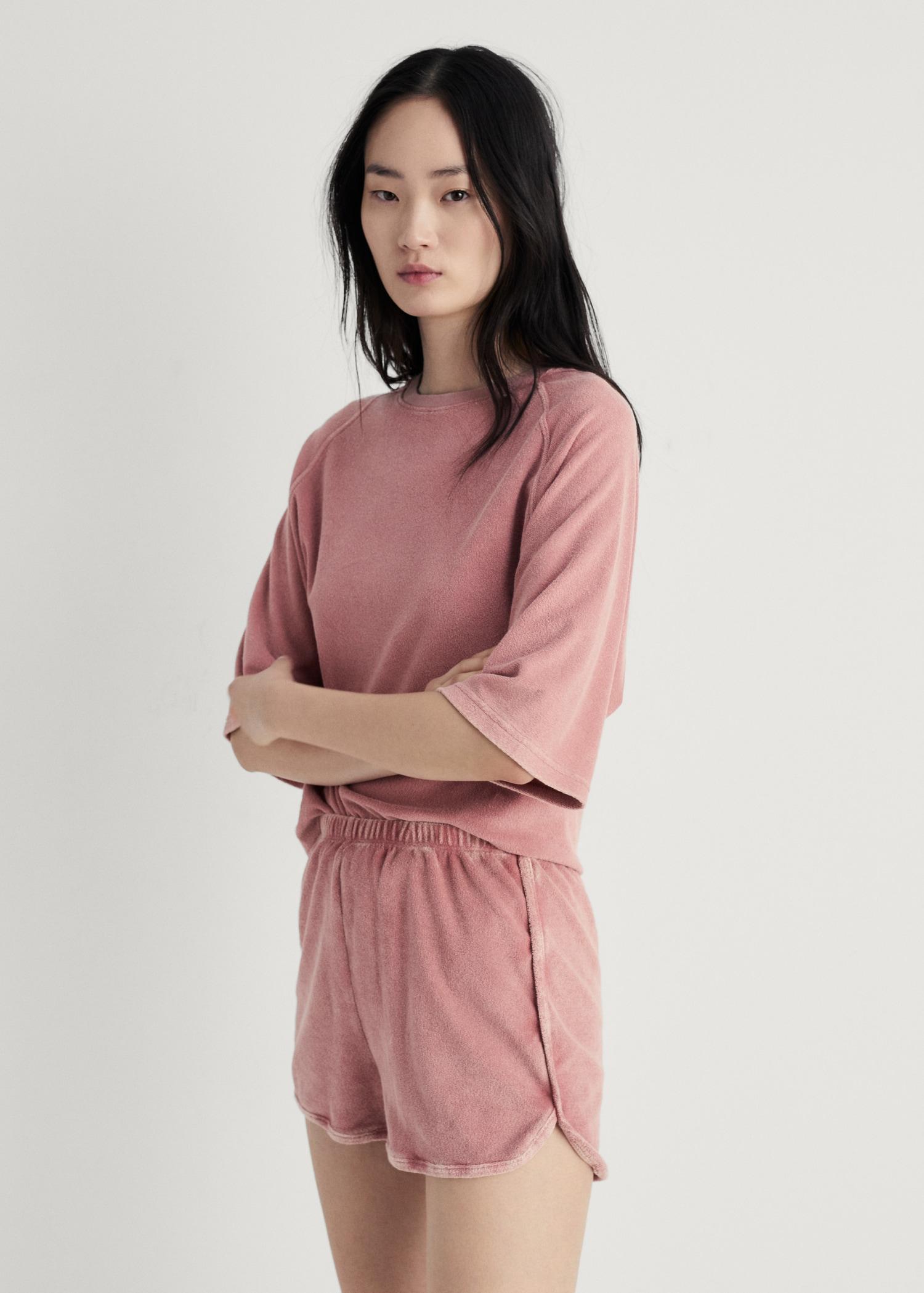 Terry cotton overdyed shorts - Women | MANGO USA Product Image