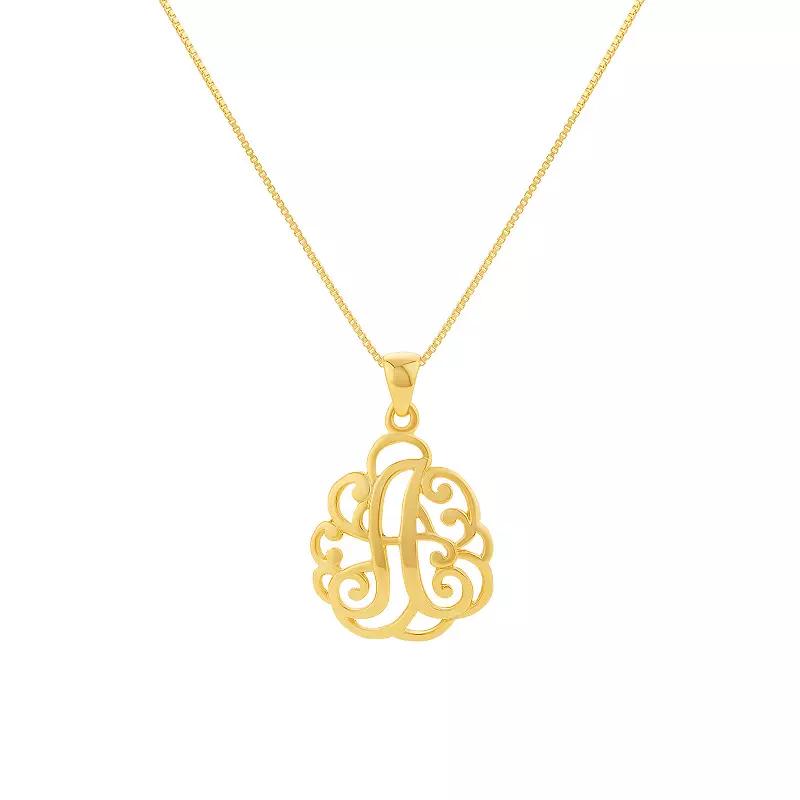 PRIMROSE Sterling Silver Monogram Initial Pendant Necklace, Women's, Size: 18", Gold Tone T Product Image