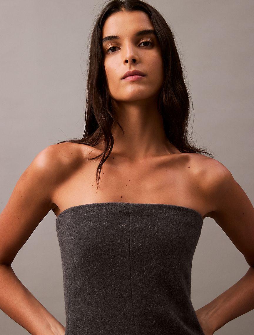 Brushed Wool Blend Strapless Dress Product Image