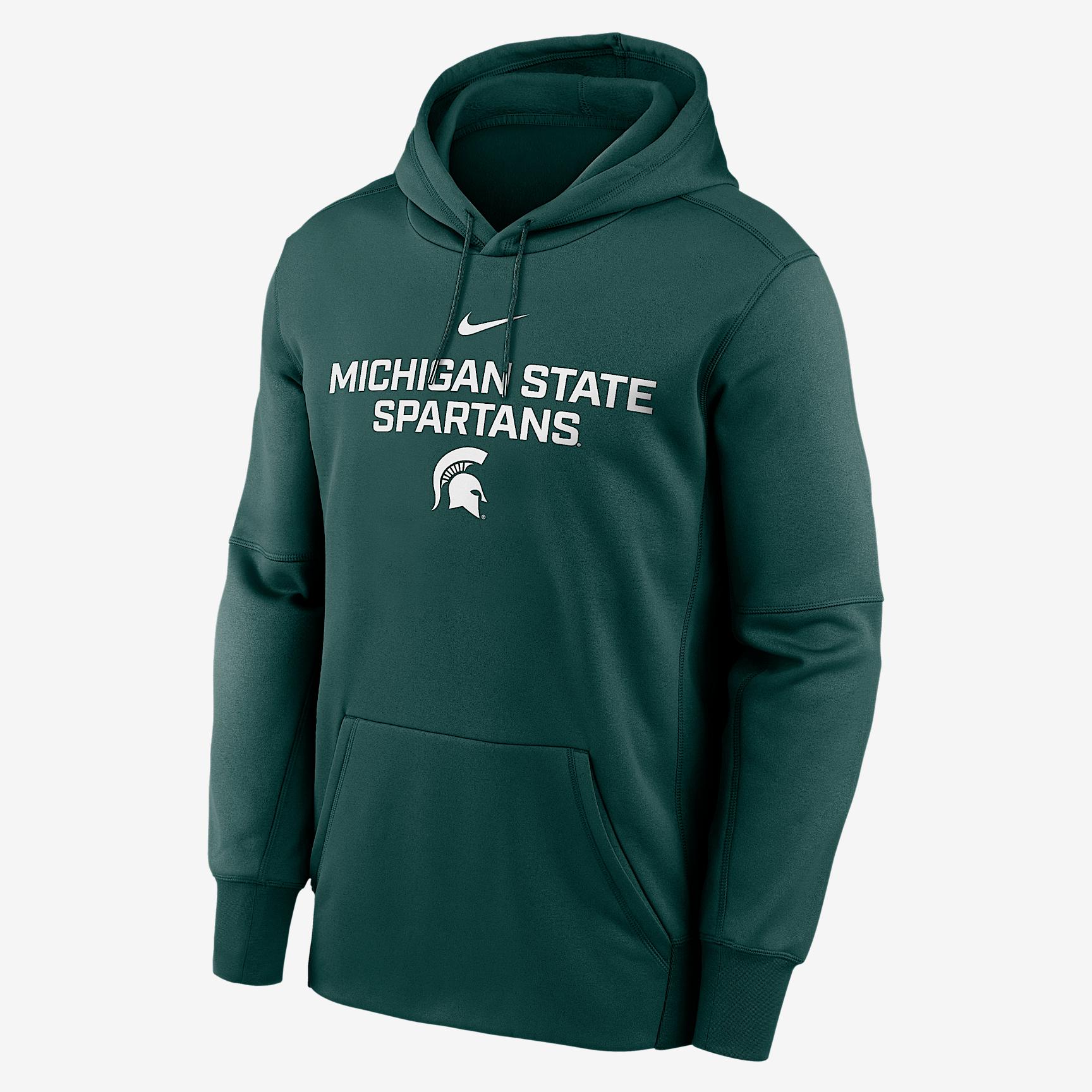 Mens Michigan State Team Stacked Mens Nike Therma College Pullover Hoodie | NKAQ3EYMST-DQE Product Image