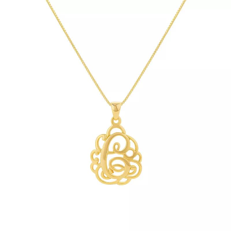 PRIMROSE Sterling Silver Monogram Initial Pendant Necklace, Women's, Size: 18", Gold Tone T Product Image