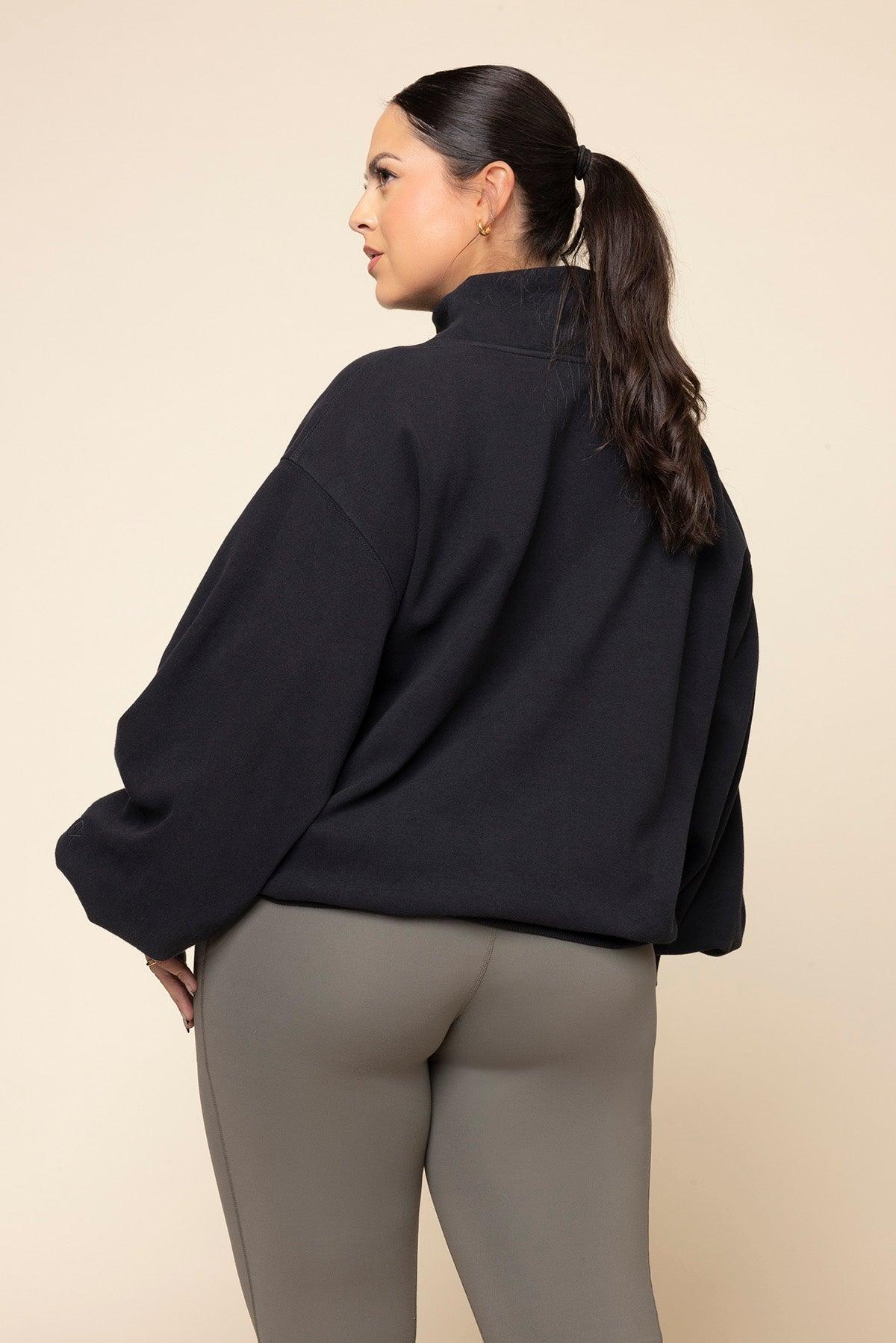 Ooey Gooey Mockneck Sweatshirt with Pockets - Black Product Image