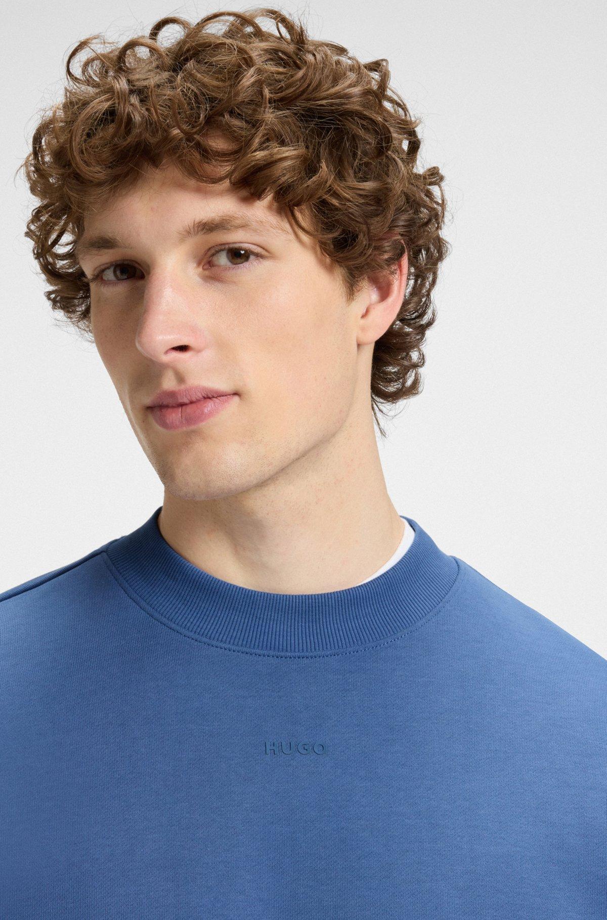 HUGO - Relaxed-fit sweatshirt in cotton terry with sleeve logo - Blue Product Image
