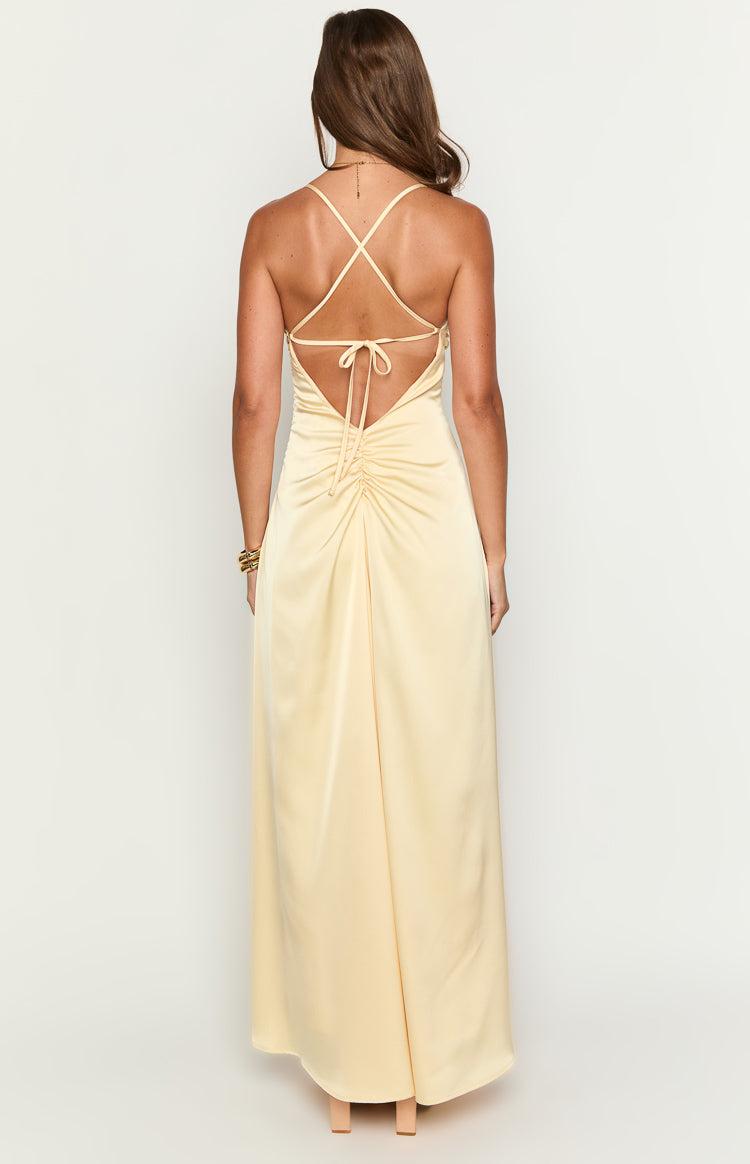 Blaise Yellow Satin Maxi Dress Product Image