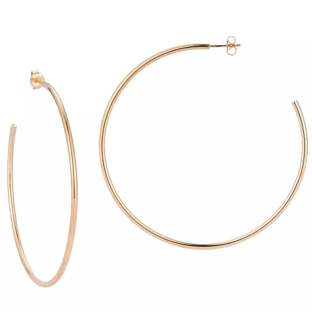 Sunkissed Sterling 14k Gold Over Silver Thick Hoop Earrings, Women's, Rose Gold Tone Product Image