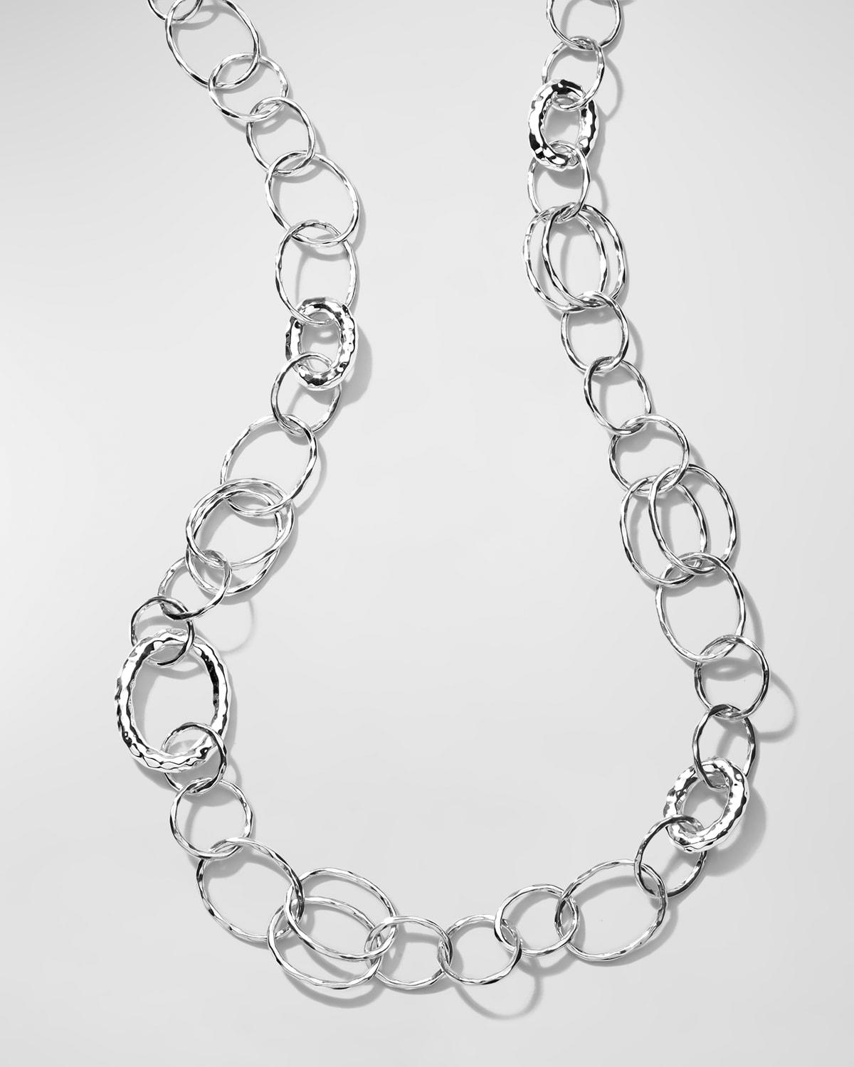 Long Hammered Bastille Necklace in Sterling Silver Product Image