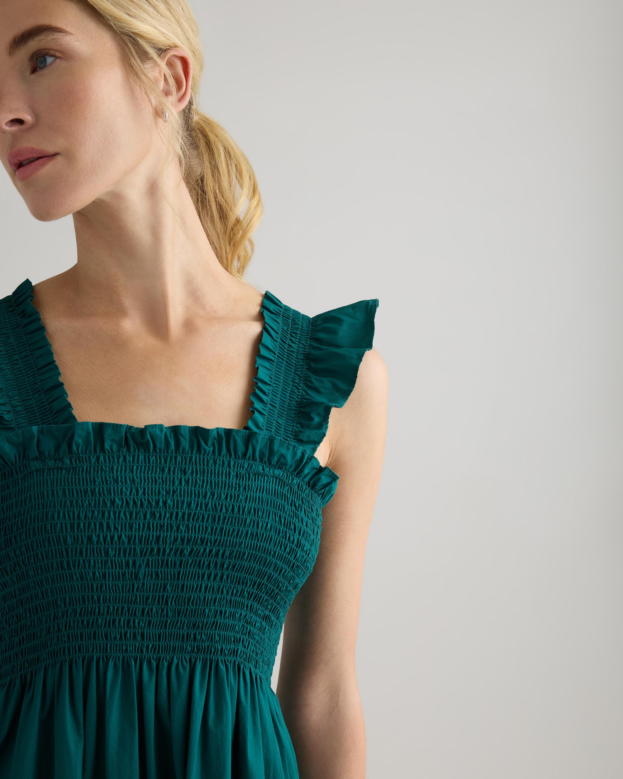 Quince | Women's Poplin Smocked Midi Dress Organic Cotton Product Image