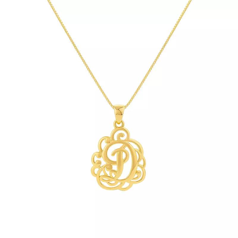 PRIMROSE Sterling Silver Monogram Initial Pendant Necklace, Women's, Size: 18", Gold Tone T Product Image