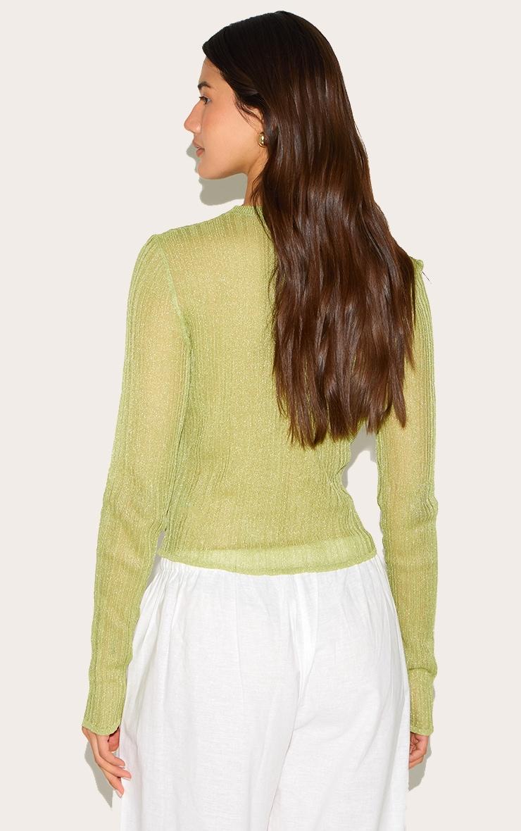 Olive Sheer Knit Cardigan Product Image