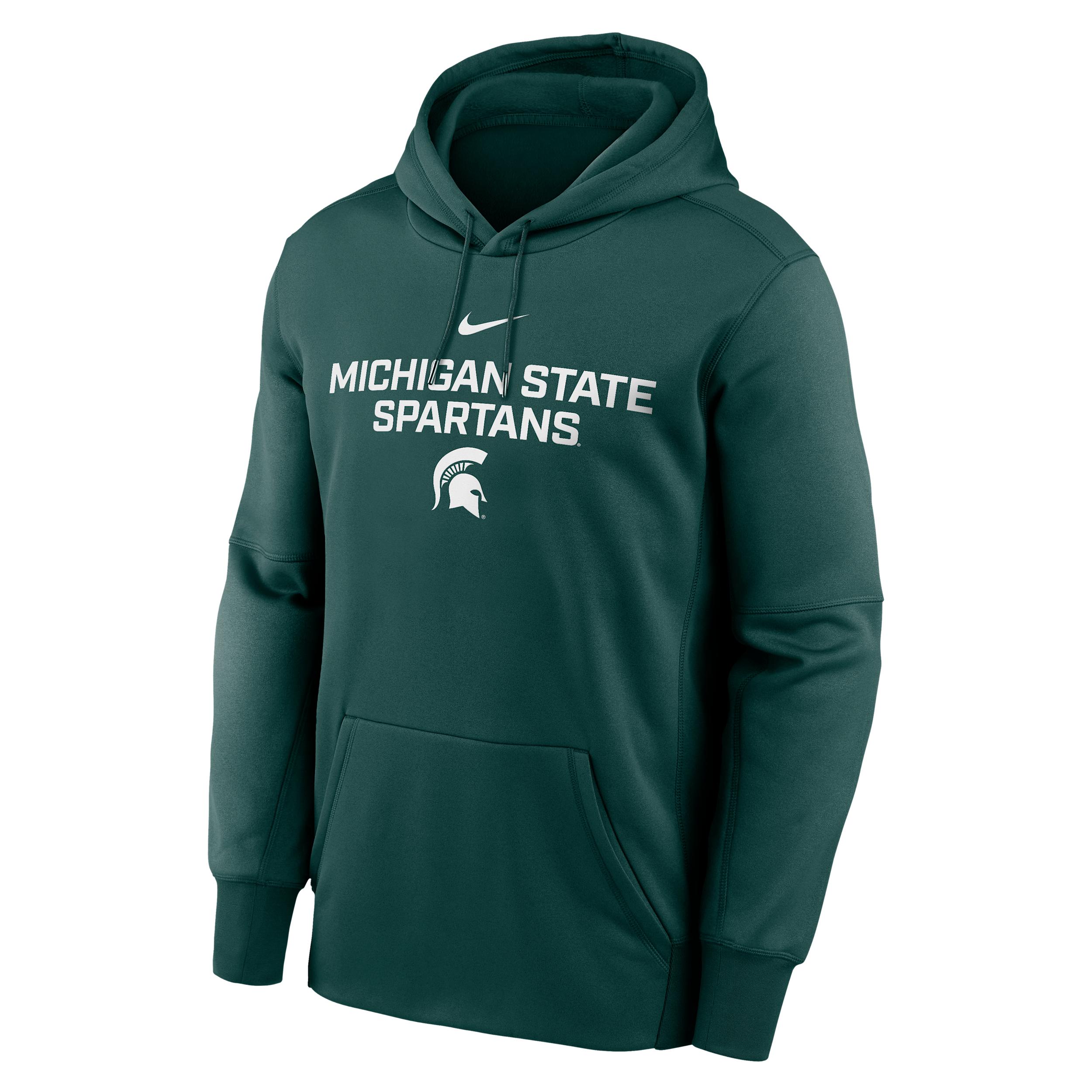 Mens Michigan State Team Stacked Mens Nike Therma College Pullover Hoodie | NKAQ3EYMST-DQE Product Image