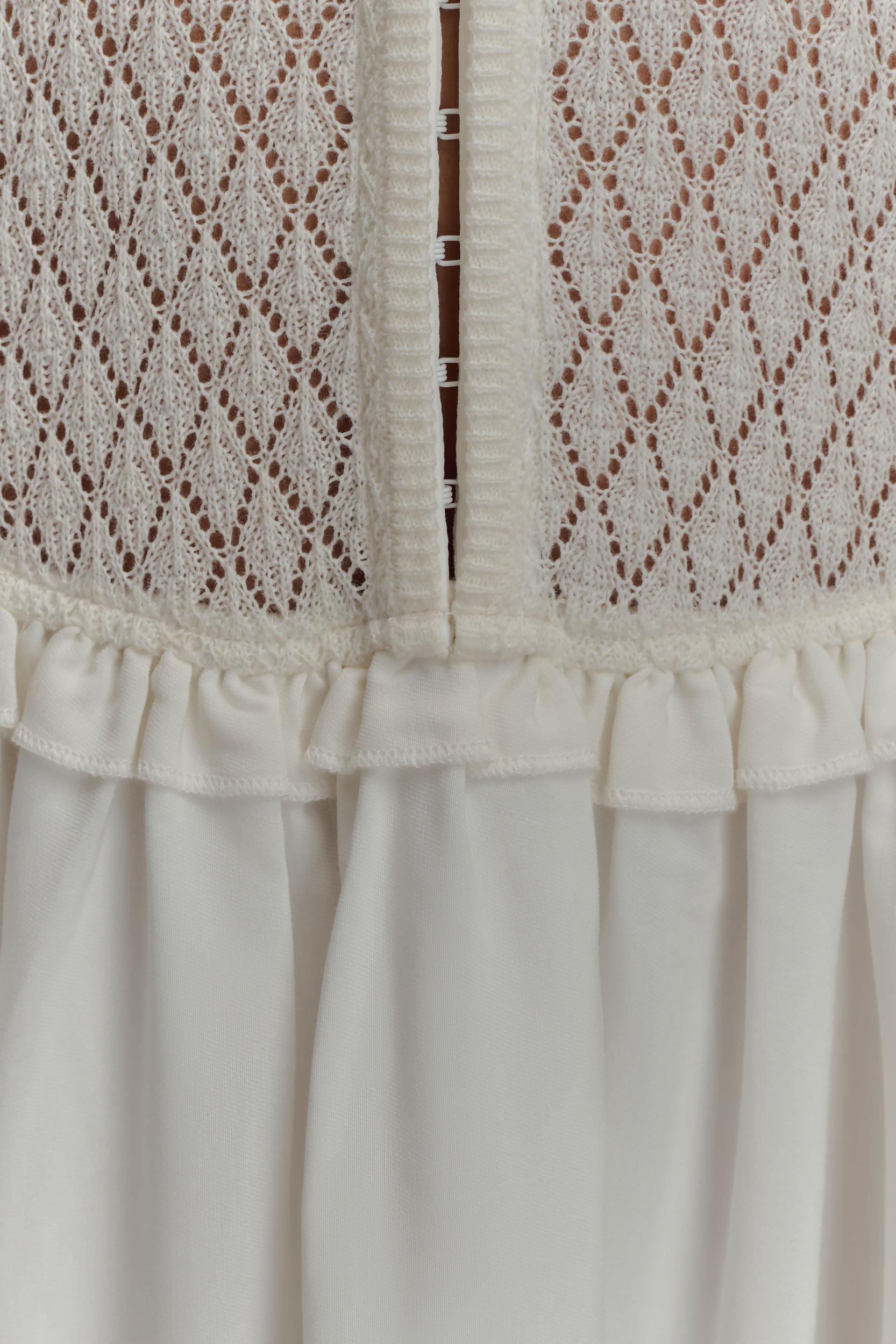 Tahlia Pointelle Knit Midi Dress - White Product Image