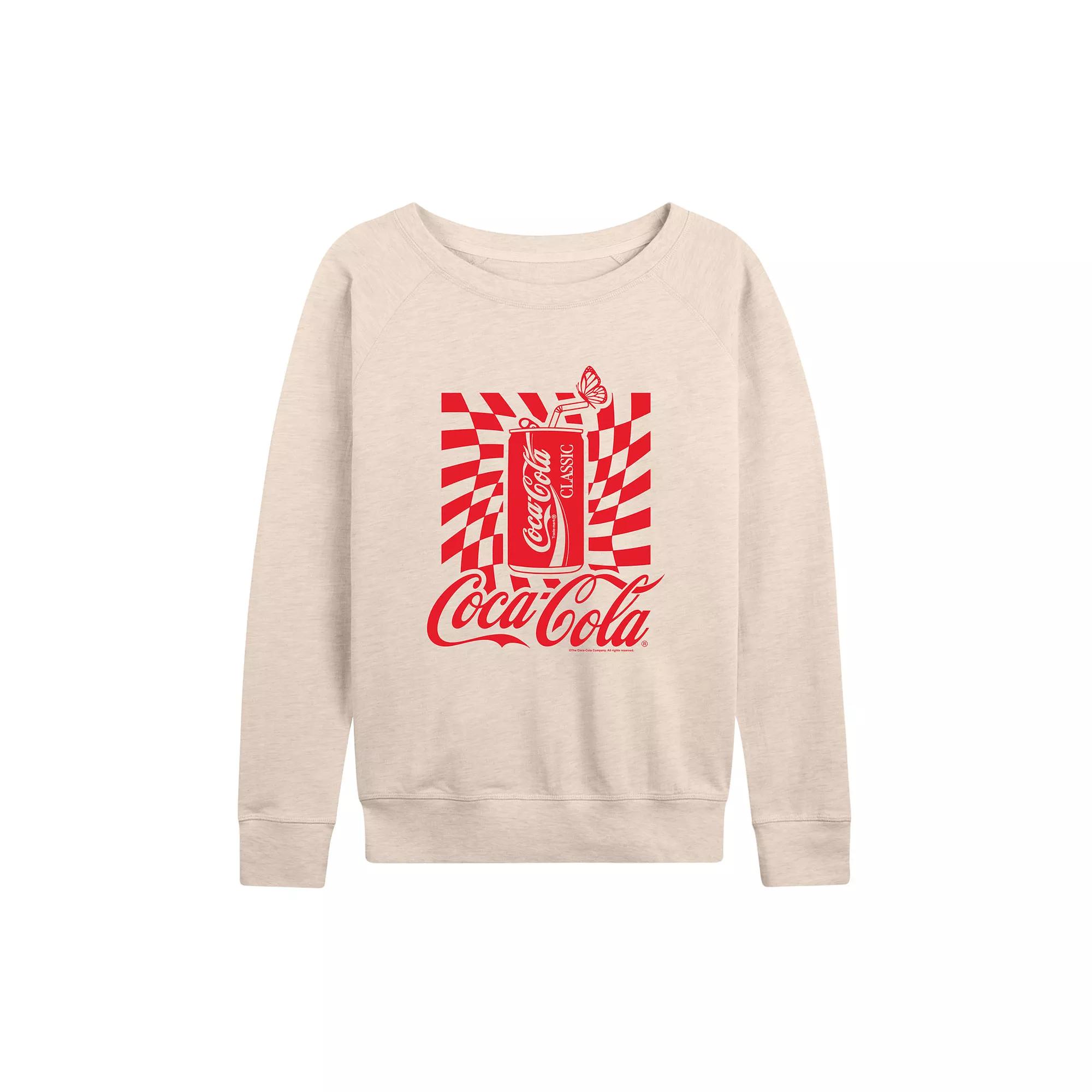 Women's Coca-Cola Warped Grid With Can French Terry Long Sleeve Tee, Girl's,  Product Image