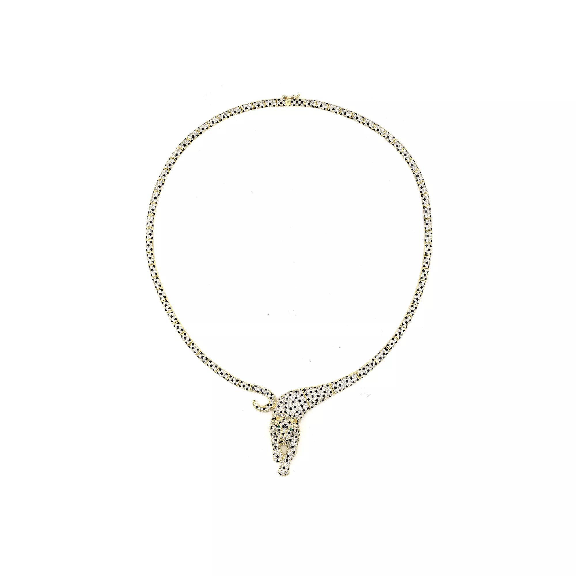 Ivy Sharpe Gold Over Brass Cubic Zirconia Panther Necklace, Women's, Size: 7.25", Gold Tone Product Image