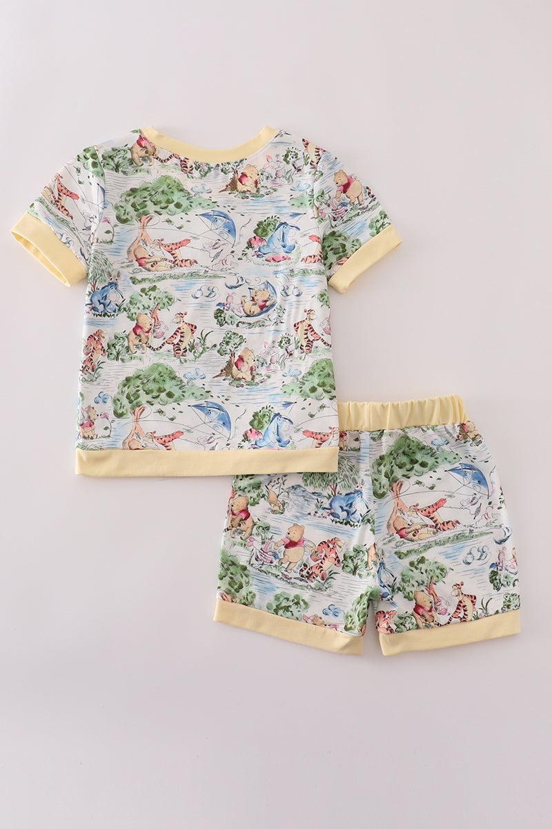 Yellow character print shorts set Product Image