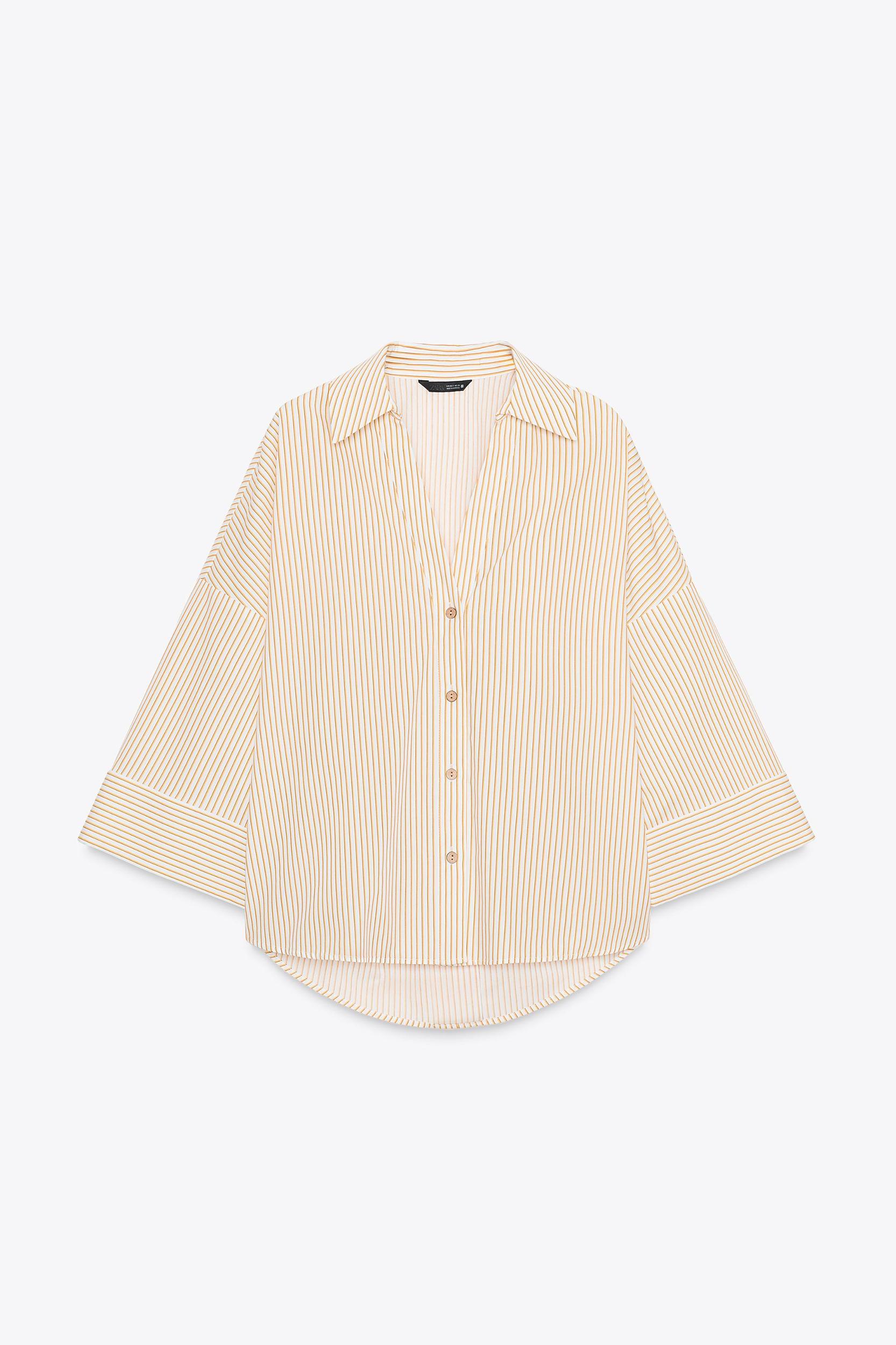 STRIPED POPLIN SHIRT WITH WIDE SLEEVES Product Image