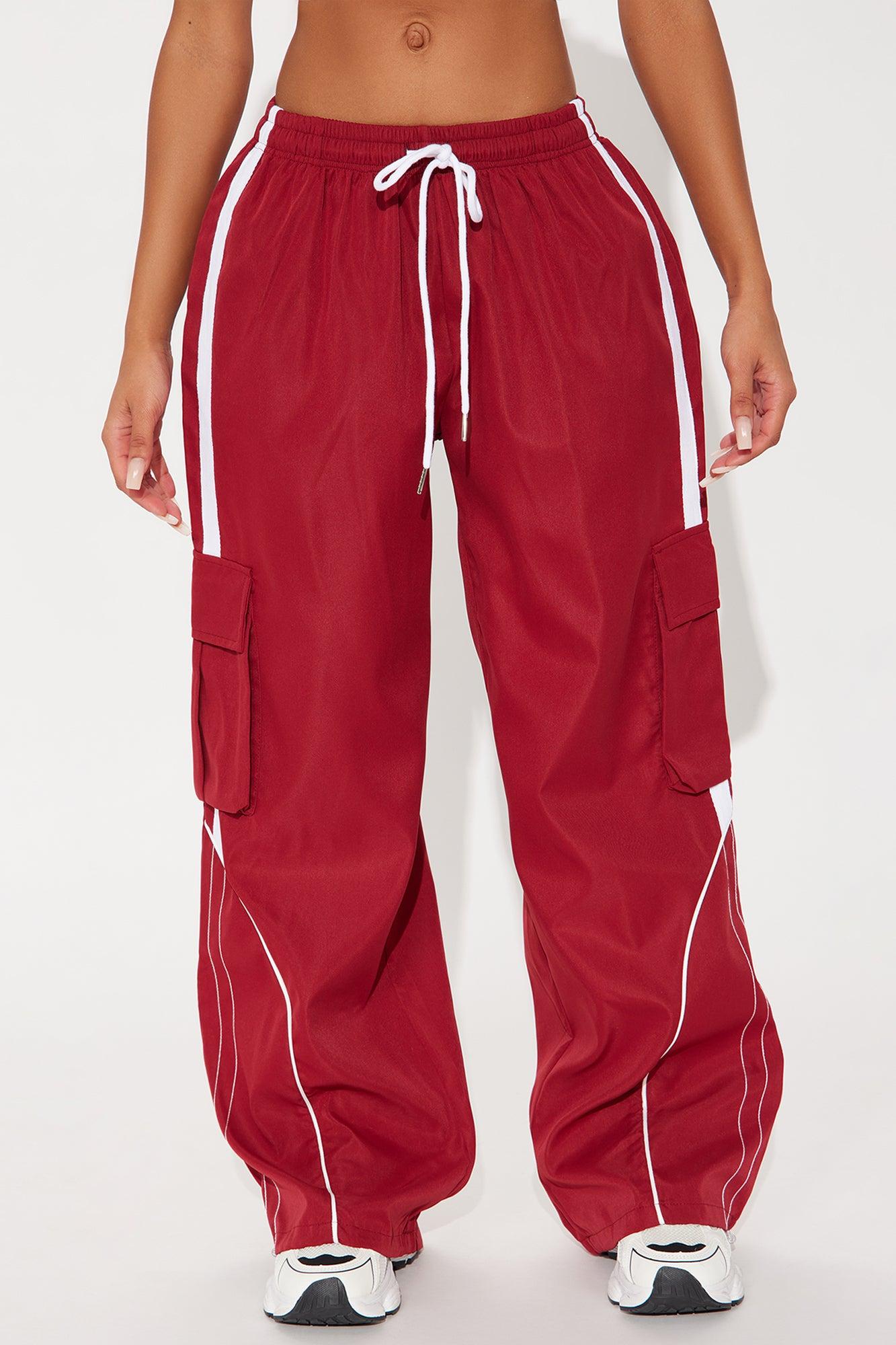 Get To Know Me Cargo Track Pant - DarkRed Female Product Image