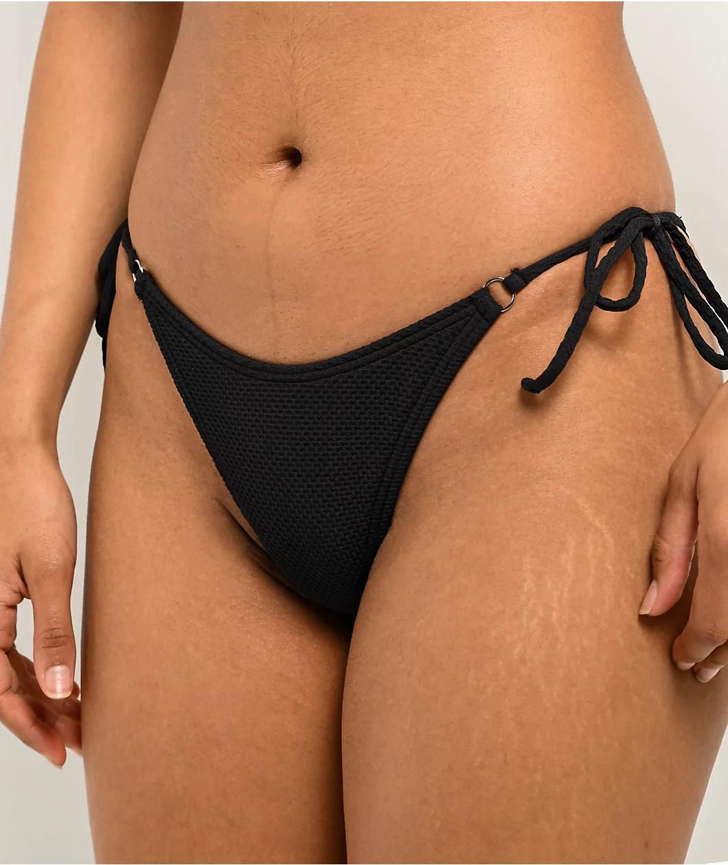 Damsel Bonnie Pique Black High Leg Bikini Bottom Product Image