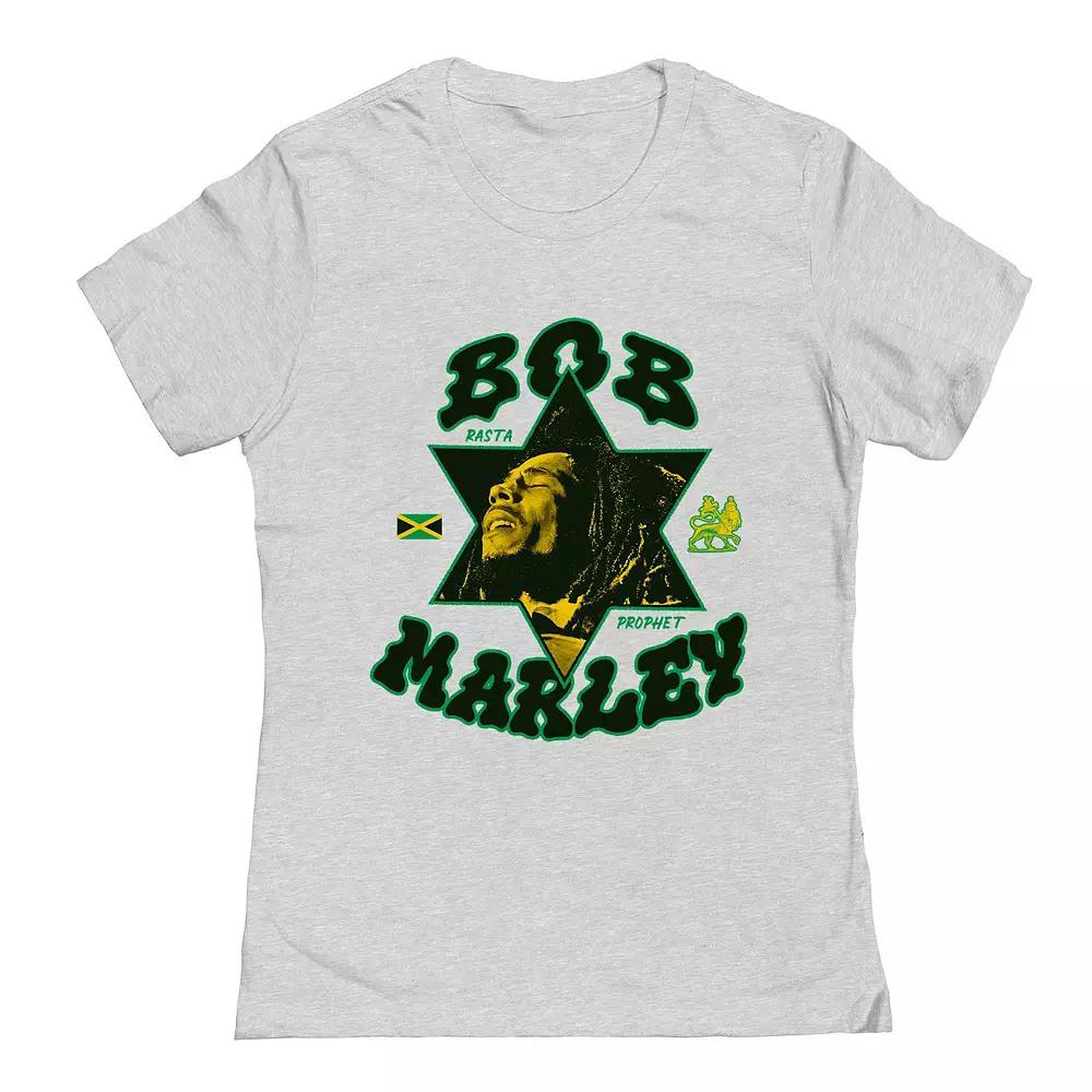 Juniors Bob Marley Rasta Prophet Star Graphic Tee, Womens Grey Gray Product Image