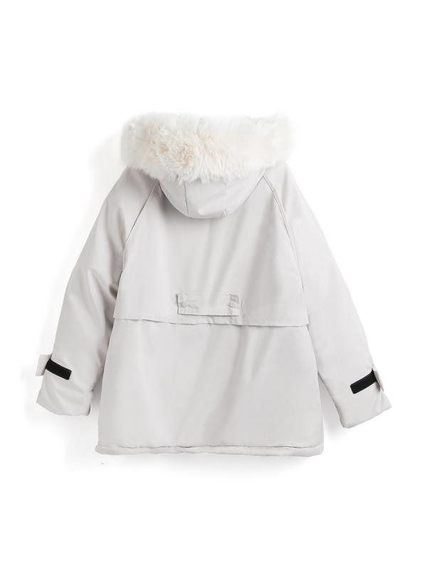 Fuzzy Collar Flap Pocket Loose Jacket Product Image