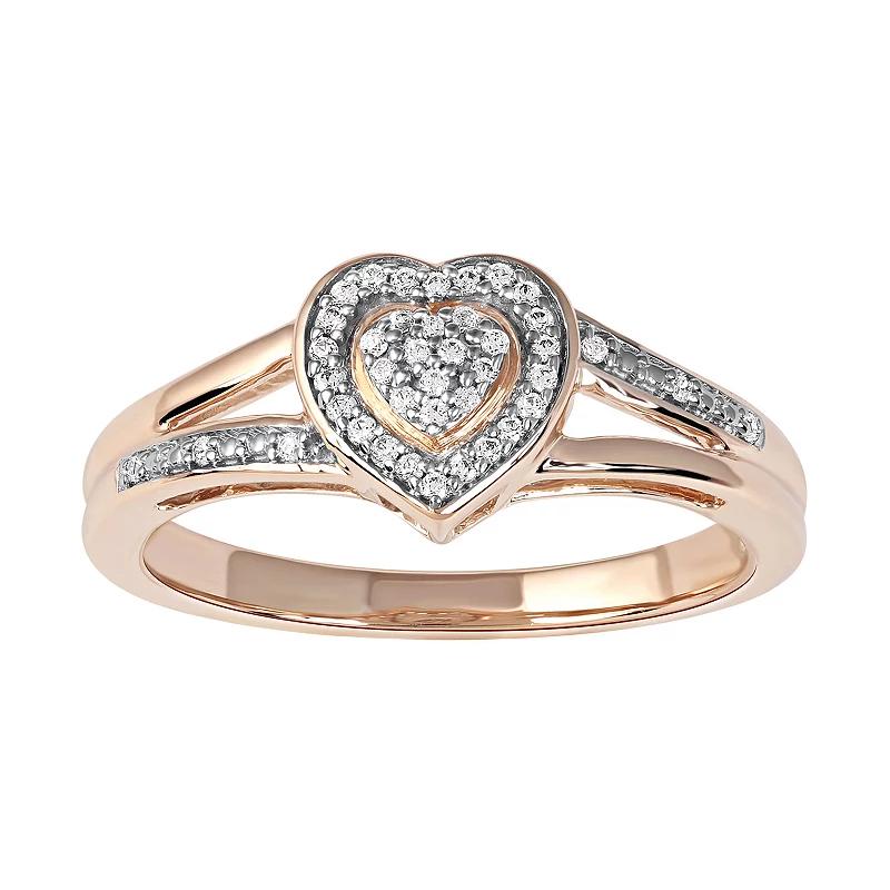 DeCouer Sterling Silver 1/10 Carat T.W. Diamond Heart Promise Ring, Womens Gold Tone Product Image