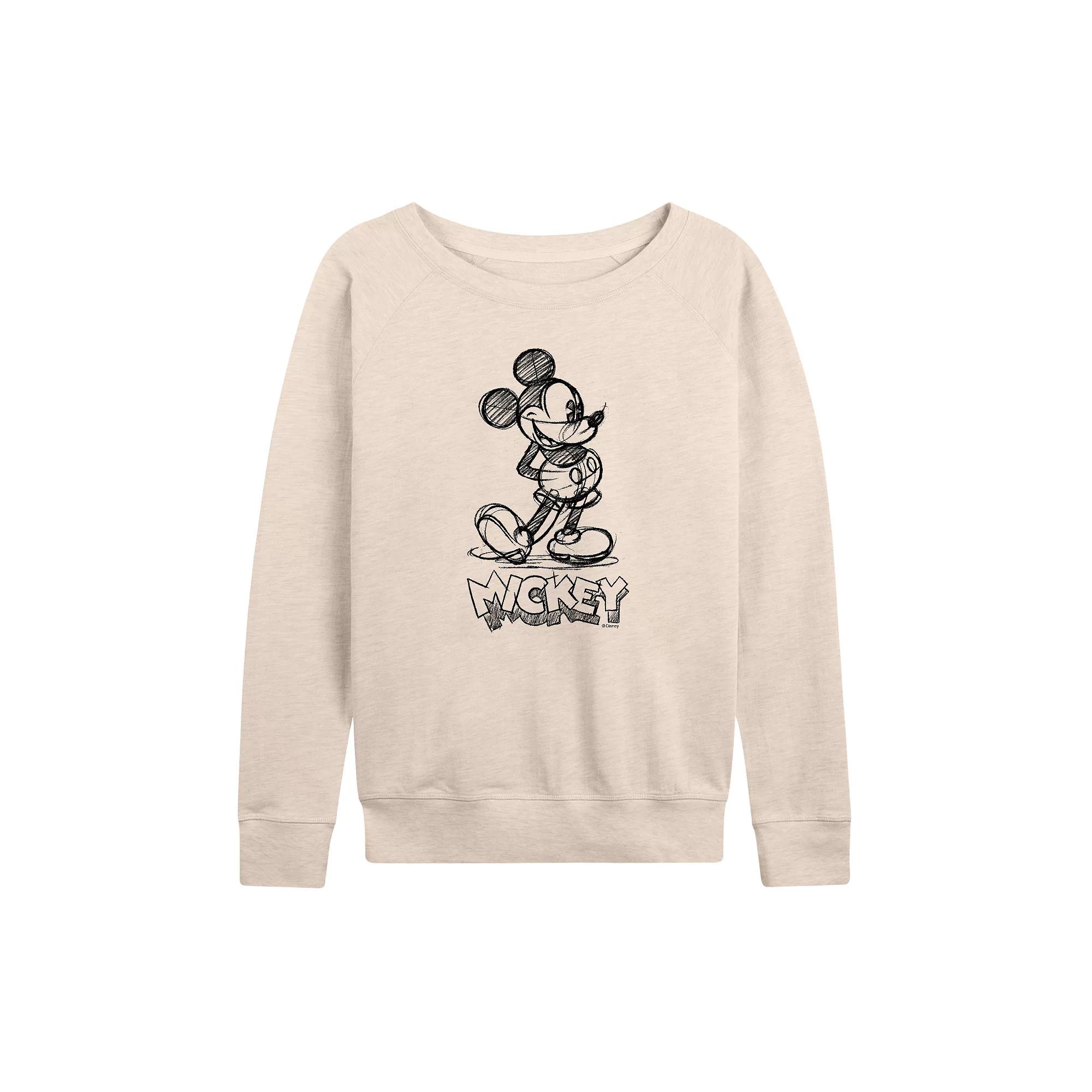 Disney's Mickey Mouse Women's Sketch French Terry Long Sleeve Tee, Girl's,  Product Image