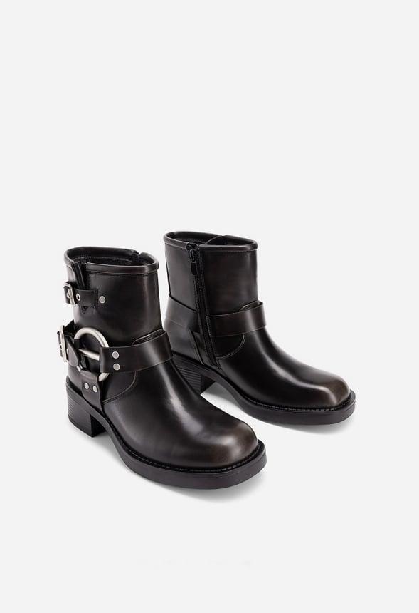 Faux Leather Moto-Inspired Comfort Boots Product Image