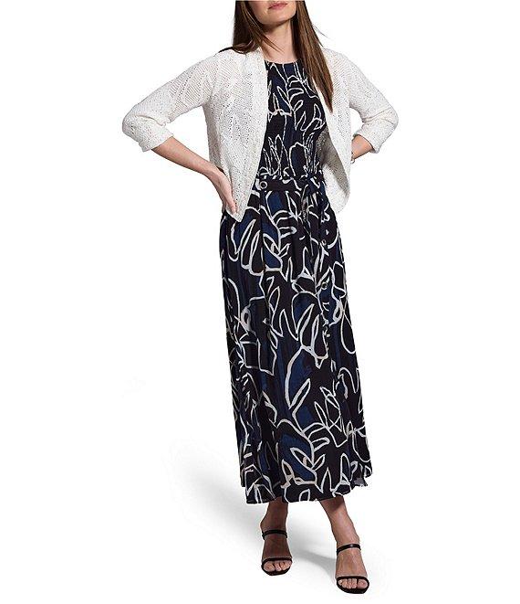 NIC + ZOE Subtle Sequin Open Front 3/4 Sleeve Cardigan Product Image