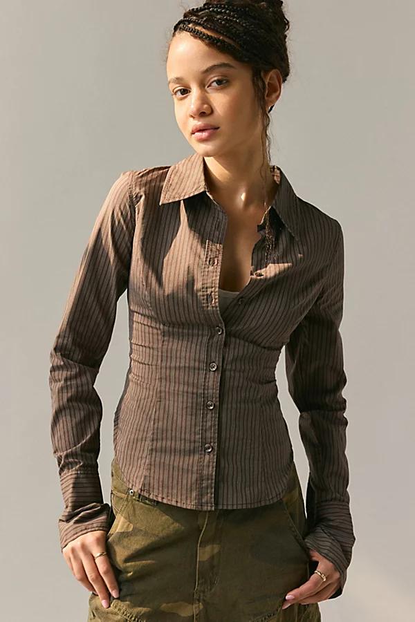Urban Outfitters UO Leilani Slim Button Up Shirt Top Womens at Urban Outfitters Product Image