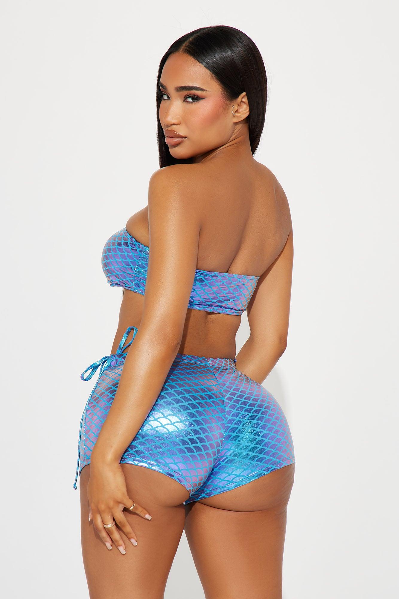 Trisha Bandeau 3 Piece Boyshort Bikini - Blue Product Image