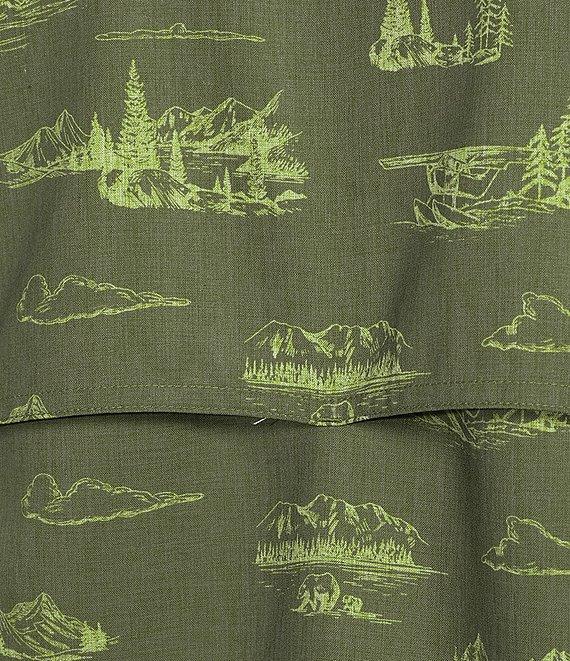 Roundtree & Yorke The Charter Performance Vented Short Sleeve Chambray Scenic Print Sport Shirt Product Image
