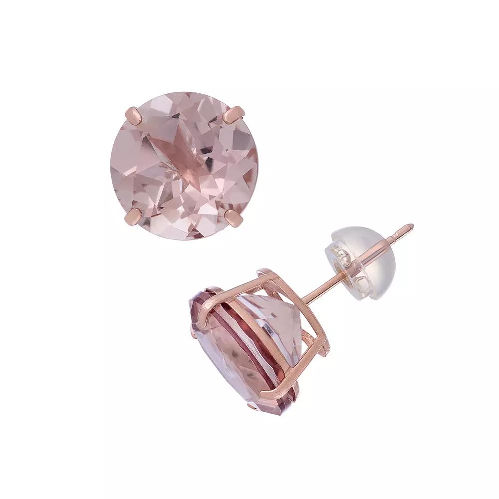 Designs by Gioelli 14k Rose Gold Simulated Morganite Stud Earrings, Women's, Pink Product Image