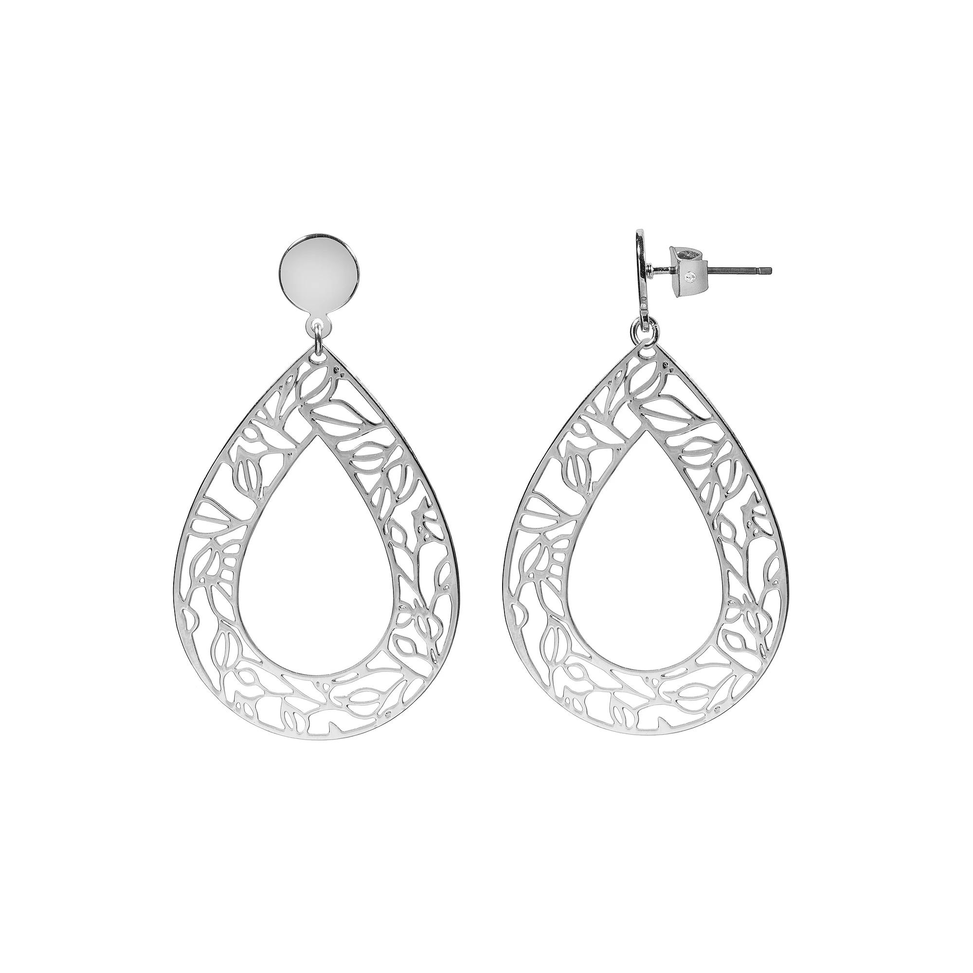 LC Lauren Conrad Filigree Teardrop Earrings, Women's, Silver Tone Product Image