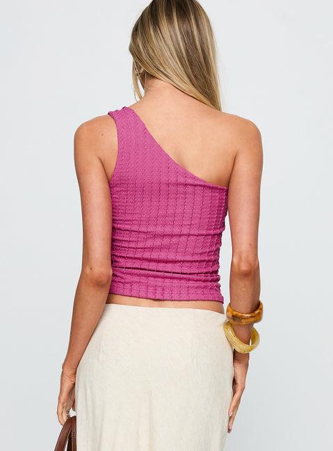 All Falls Down One Shoulder Top Pink Product Image