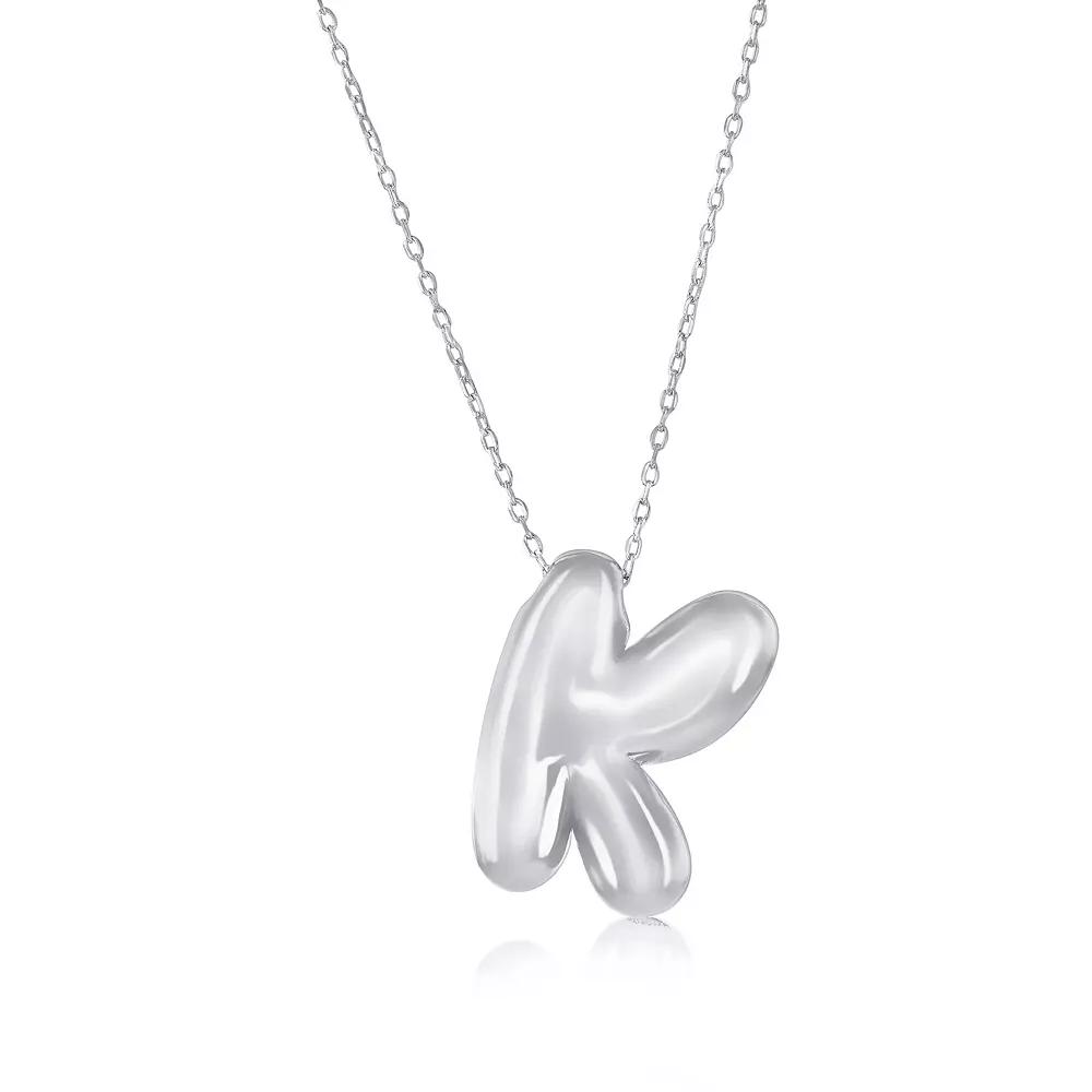 Argento Bella Sterling Silver Bubble Initial Necklace, Women's, Size: 16-18" ADJ, Sterling K Product Image
