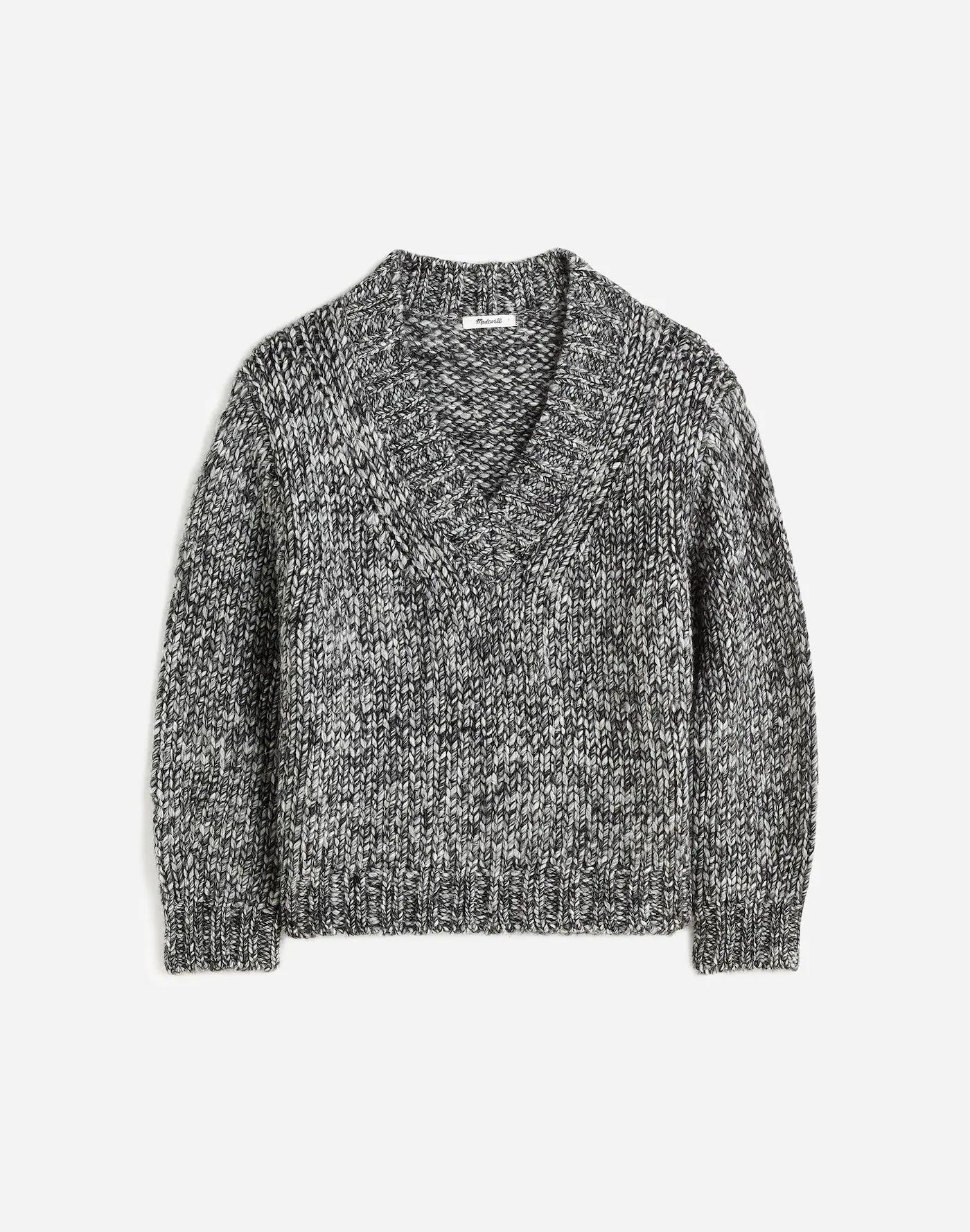 Marled Chunky V-Neck Sweater Product Image