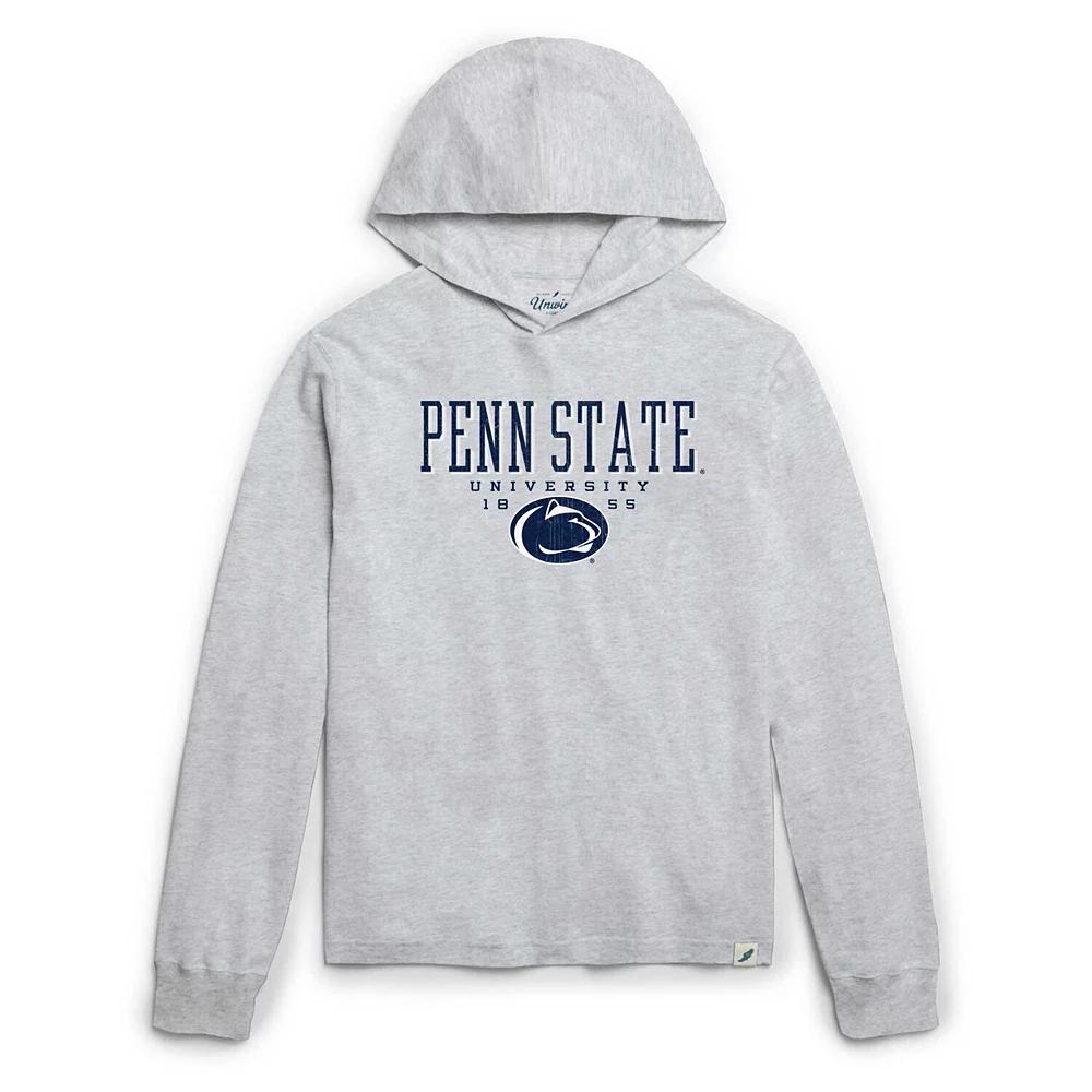 Men's League Collegiate Wear Ash Penn State Nittany Lions Team Stack Tumble Long Sleeve Hooded T-Shirt,  Product Image