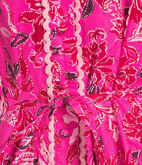 Lilly Pulitzer Arletta Poplin Giraffic Park Print Stand Collar Long Sleeve Shirt Dress Product Image