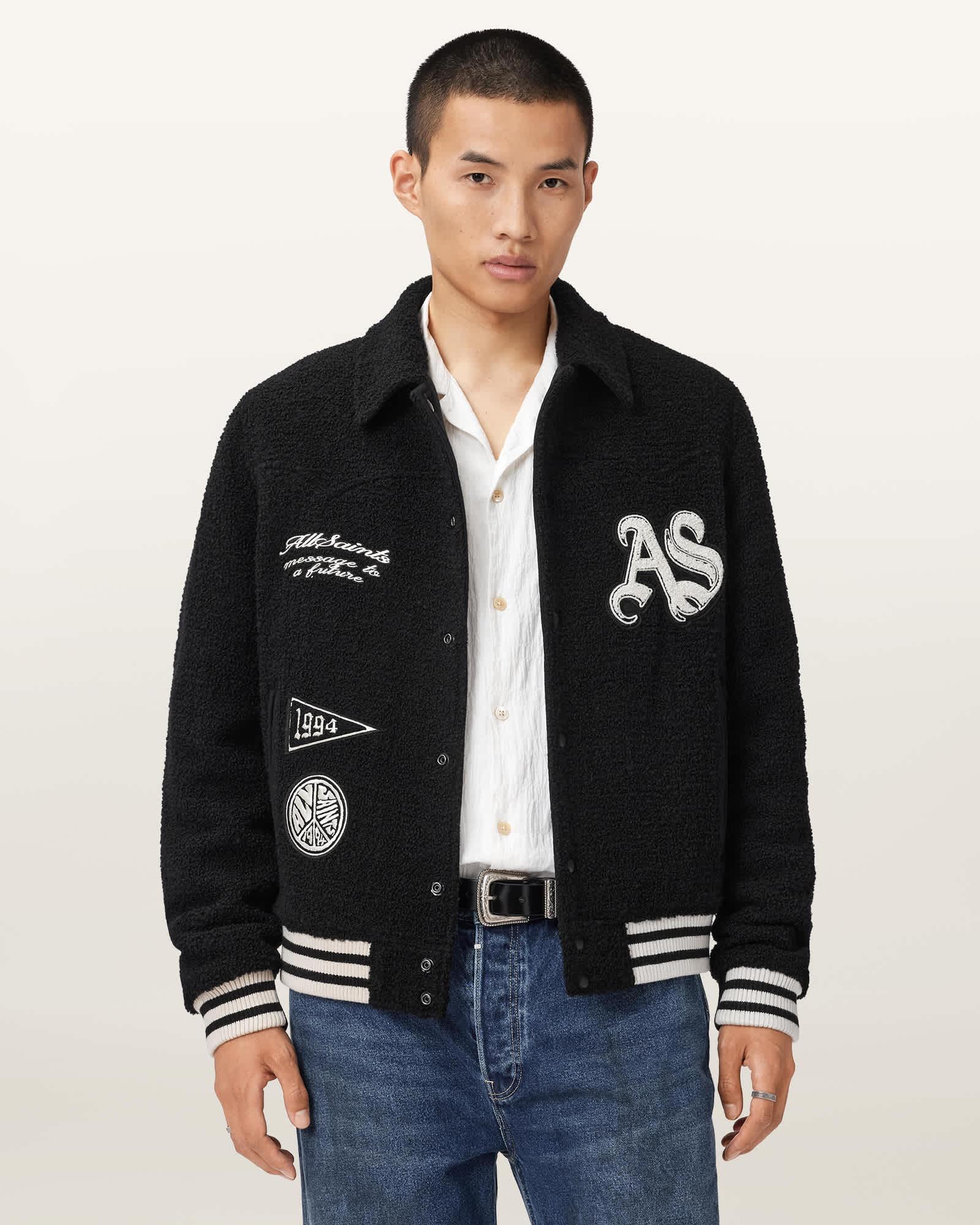 Baum Baseball Bomber Jacket Black | ALLSAINTS US Product Image