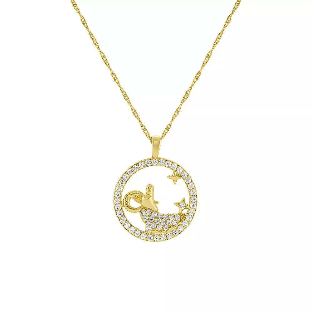 PRIMROSE 18k Gold Plated Cubic Zirconia Zodiac Coin Pendant Necklace, Women's, Size: 18", Aries Product Image