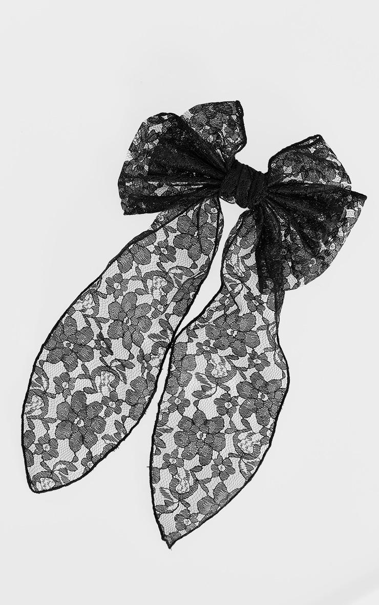 Black Lace Bow Hair Clip Product Image