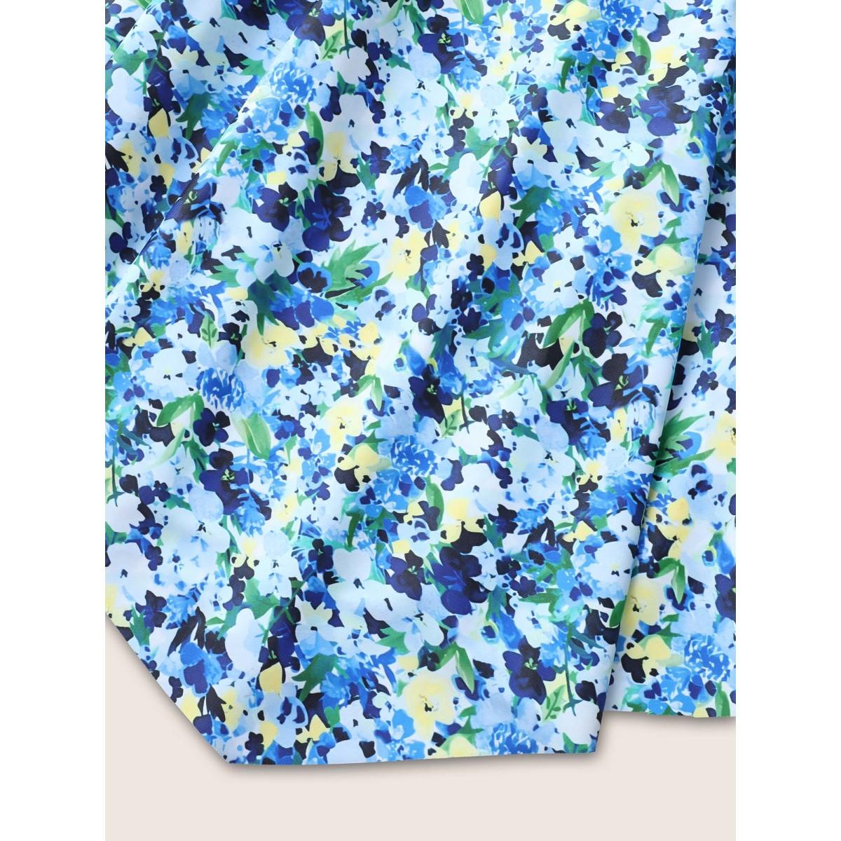 Plus Size Ditsy Floral Crossover Adjustable Straps Swim Top Women's Swimwear Multicolor Beach Twist High stretch Bodycon Heart neckline Curve Swim Tops BloomChic 18-20/2X Product Image