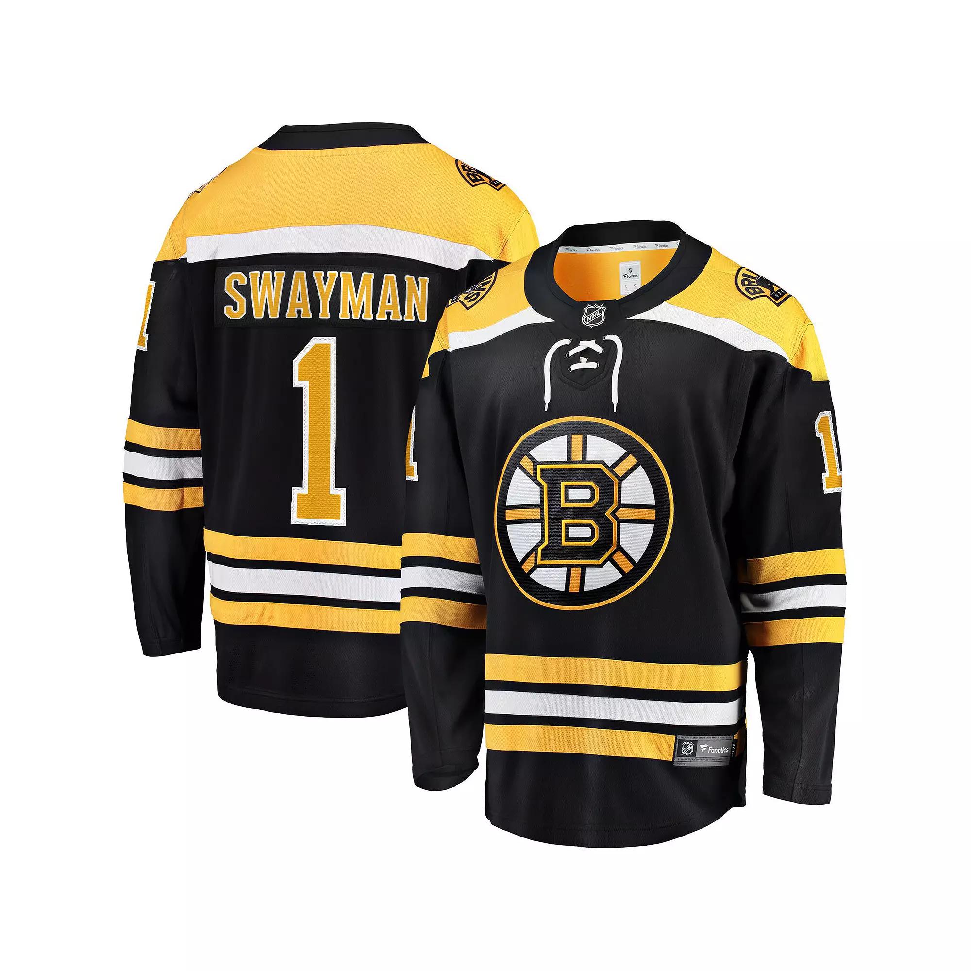 Men's Fanatics Branded Jeremy Swayman Black Boston Bruins 2017/18 Home Breakaway Replica Jersey,  Product Image