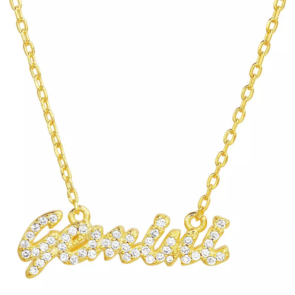 Paige Harper Sterling Silver Cubic Zirconia Zodiac Necklace, Women's, Size: 16-18" ADJ, Gemini Product Image