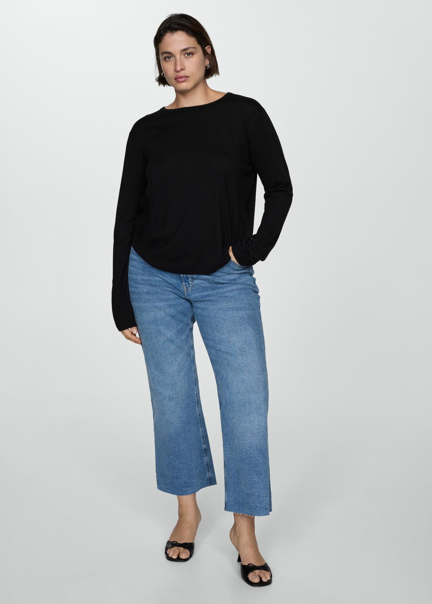 Wool-blend round-neck sweater - Women | MANGO USA Product Image