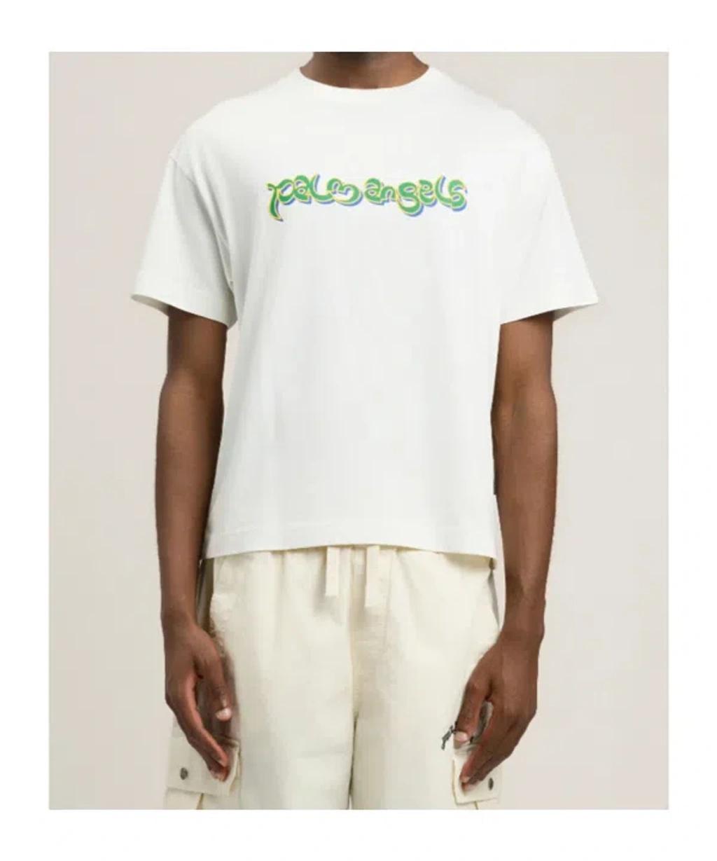 PALM ANGELS Logo Graphic T-shirt In Neutral Product Image