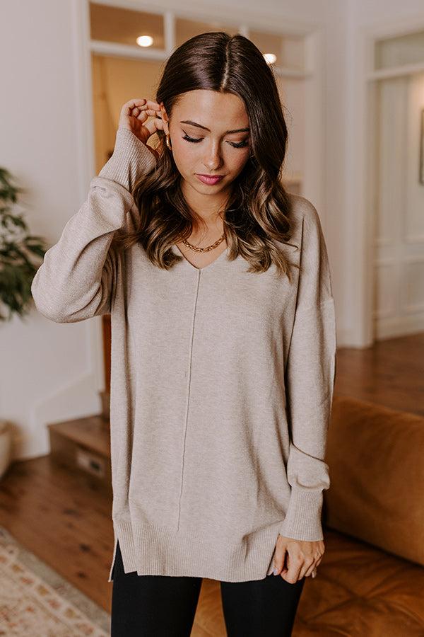 Fall Latte Shift Sweater in Light Warm Taupe Product Image