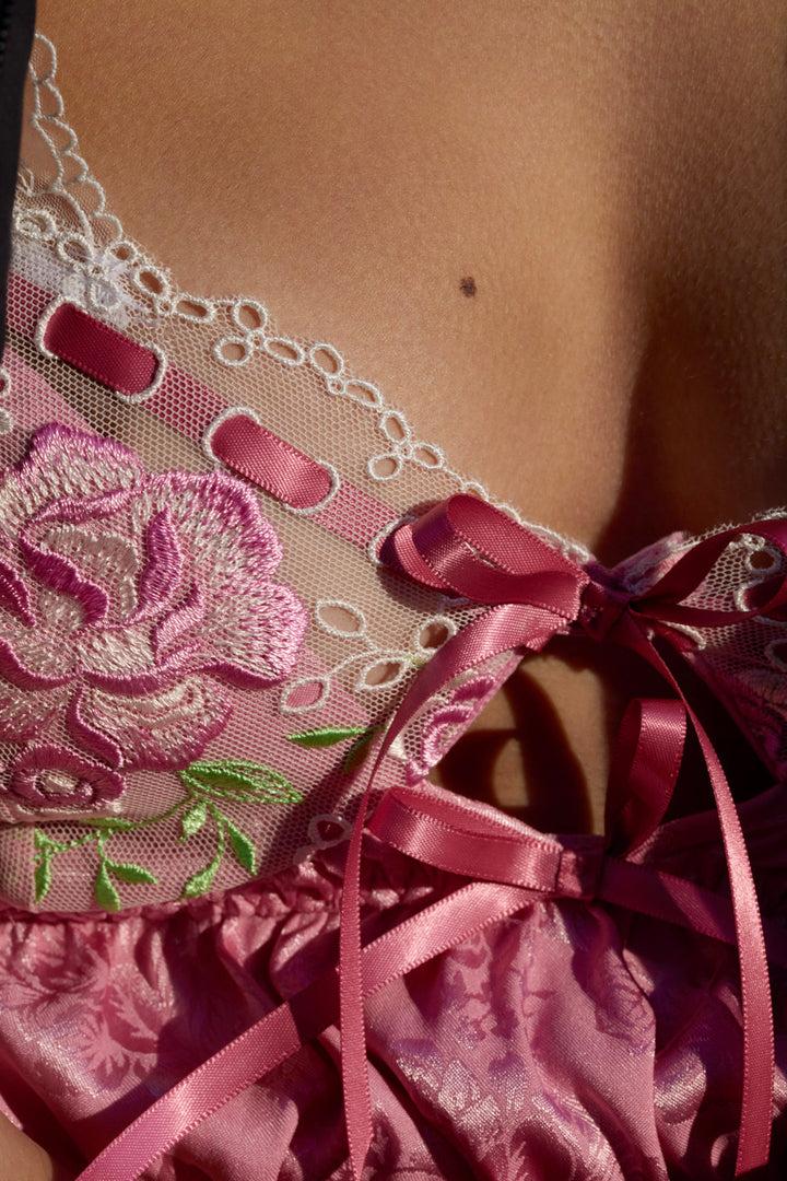 Rose Milk Eyelet Slip Dress — Pink Product Image